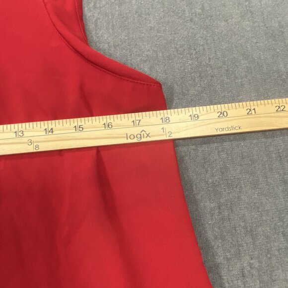 Monteau Red Sleeveless V-Neck Top Blouse Crisscross Back Detail Womens Size M - Picture 10 of 10